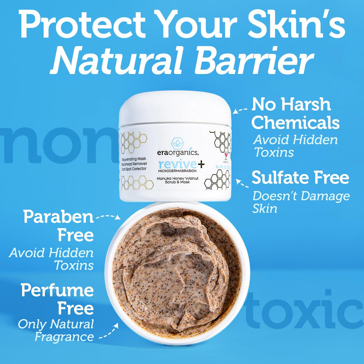 Era Organics ingredient label showing Manuka honey and superfood blend for ingredient transparency
