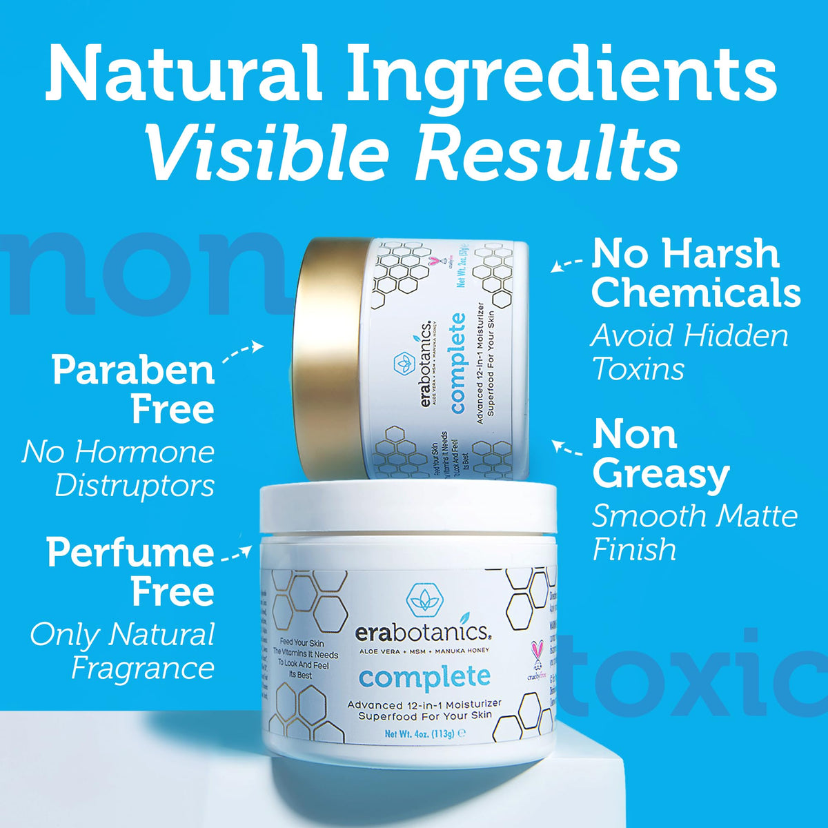 Era Organics cream applied on hand demonstrating non-greasy finish