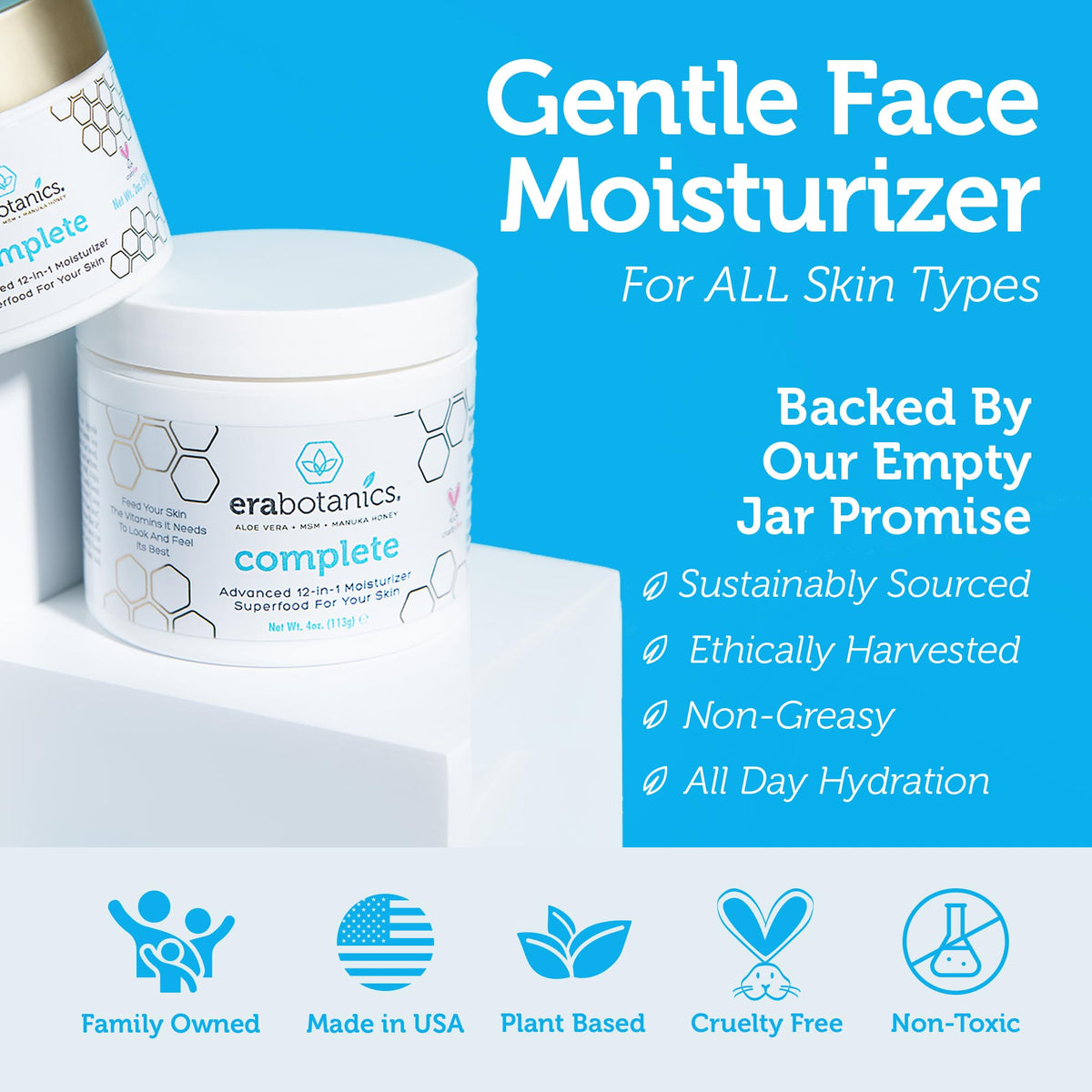 Era Organics jar on bathroom vanity showing daily skincare routine benefit