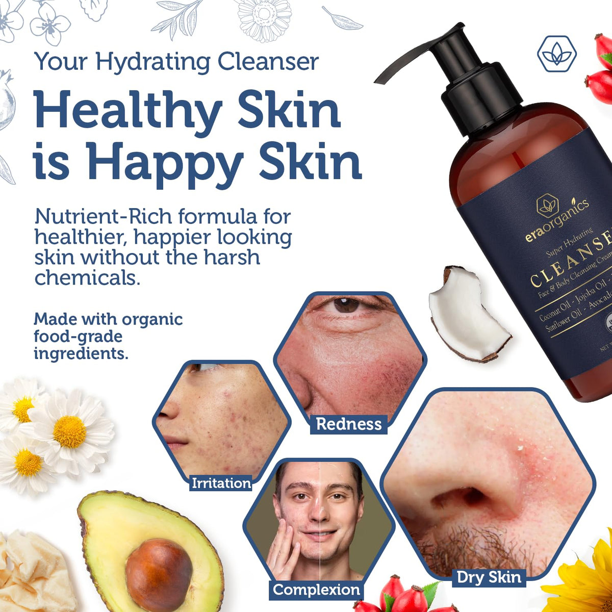 Era Organics pump dispensing cleanser illustrating easy, mess-free application