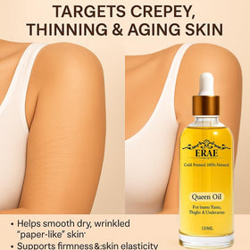 ERAE bottle with ingredient herbs showing botanical origins and nourishing blend