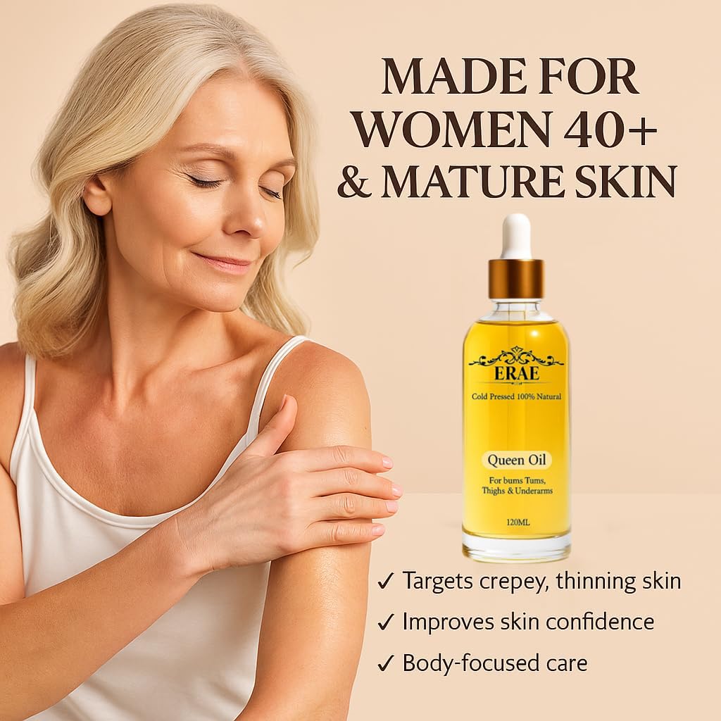 ERAE oil applied on arm illustrating smooth, hydrated skin and non‑greasy feel