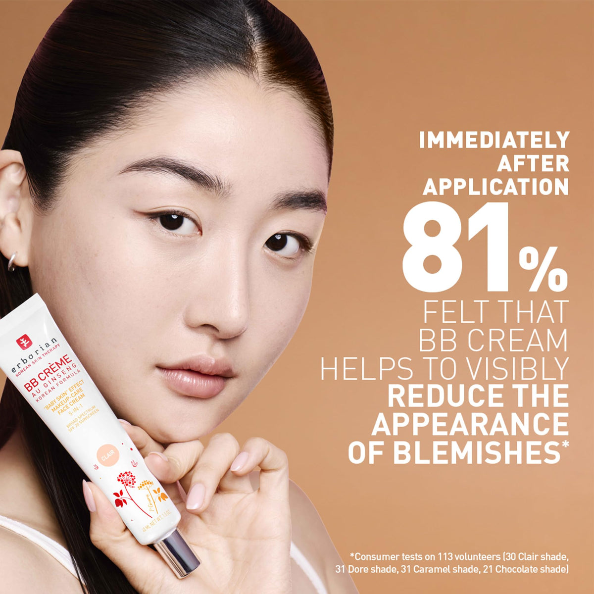 Erborian application with fingertips demonstrating quick blend and natural finish