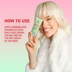 Erborian application on face illustrating gentle placement and calming effect