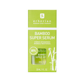 Erborian Bamboo Super Serum pump dispensing serum to demonstrate easy, hygienic use