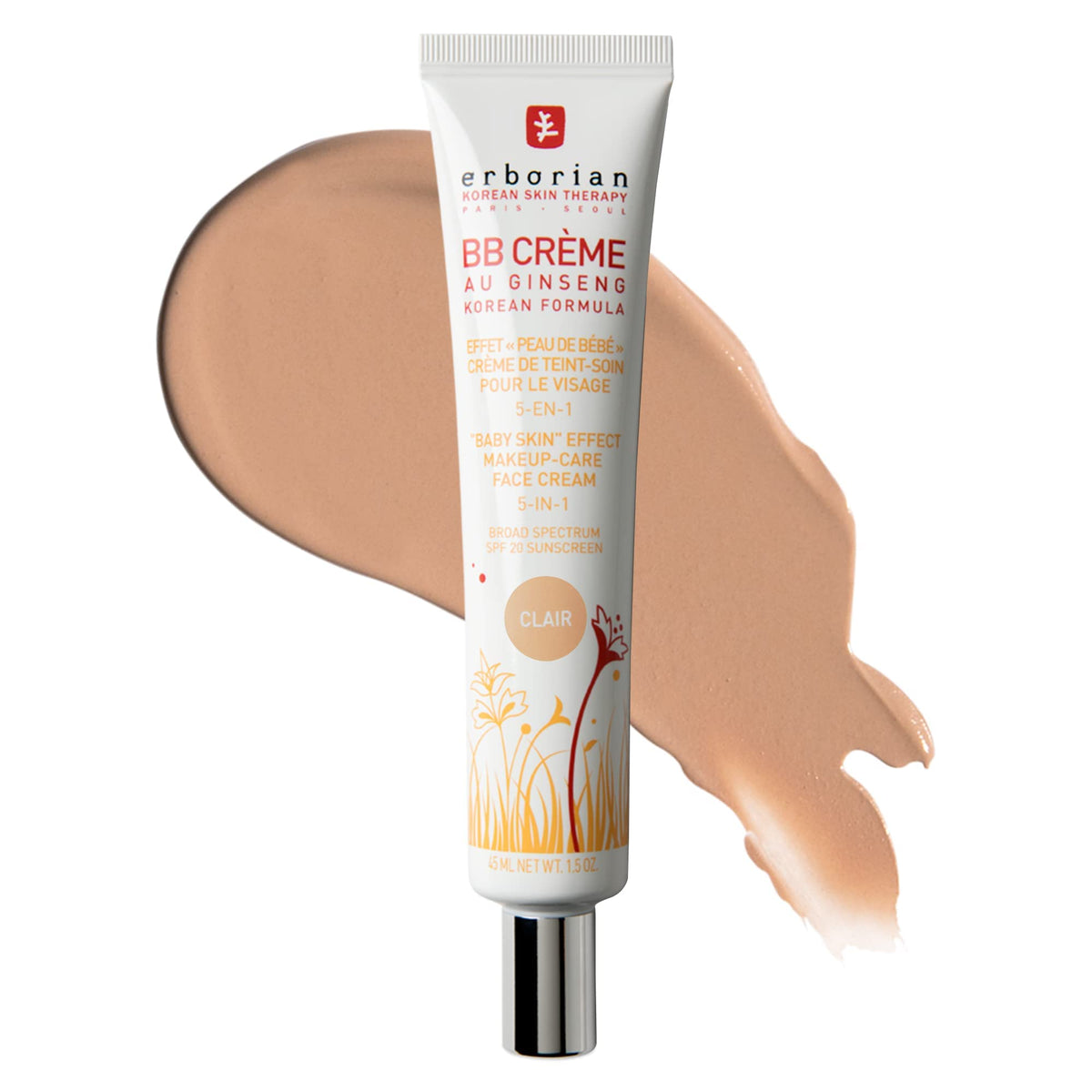 Erborian front packaging tube showing Clair shade and SPF 20 benefit