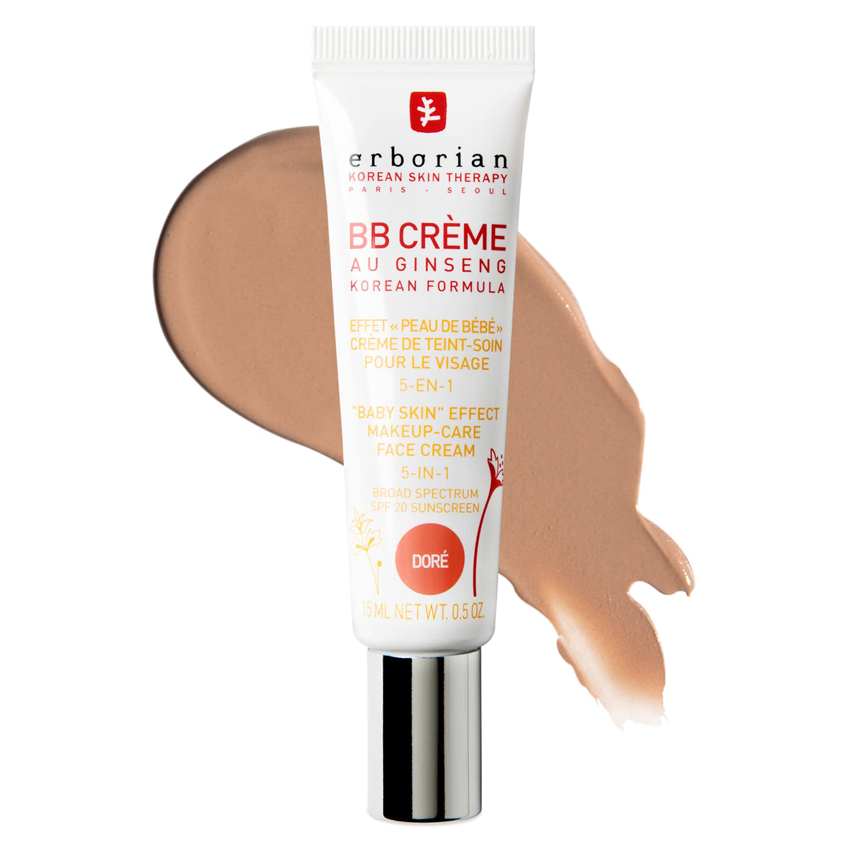 Erborian BB Cream Doré tube front view showing sleek packaging and portability