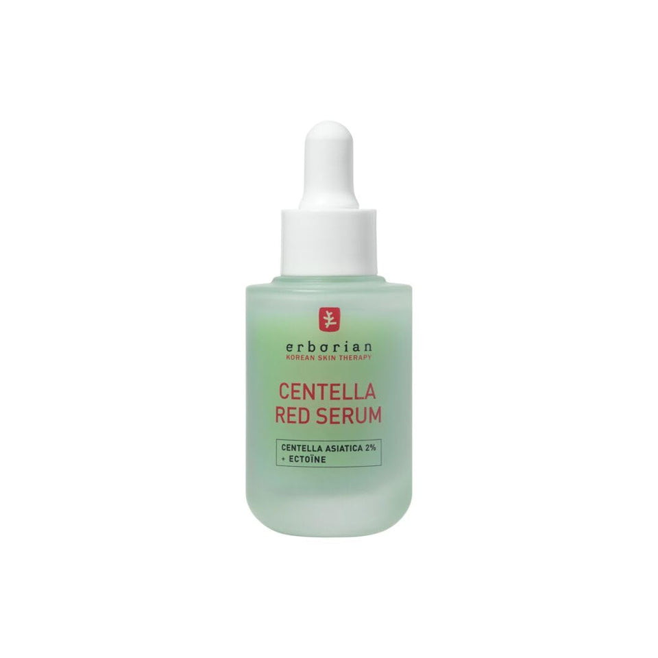 Erborian Centella Red Serum front bottle showing calming benefits