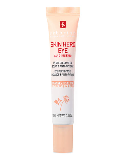 Erborian Skin Hero Eye front packaging showing compact 10 mL tube and branding benefit