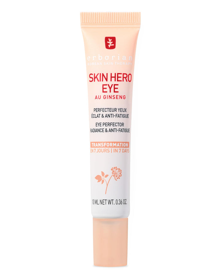 Erborian Skin Hero Eye front packaging showing compact 10 mL tube and branding benefit