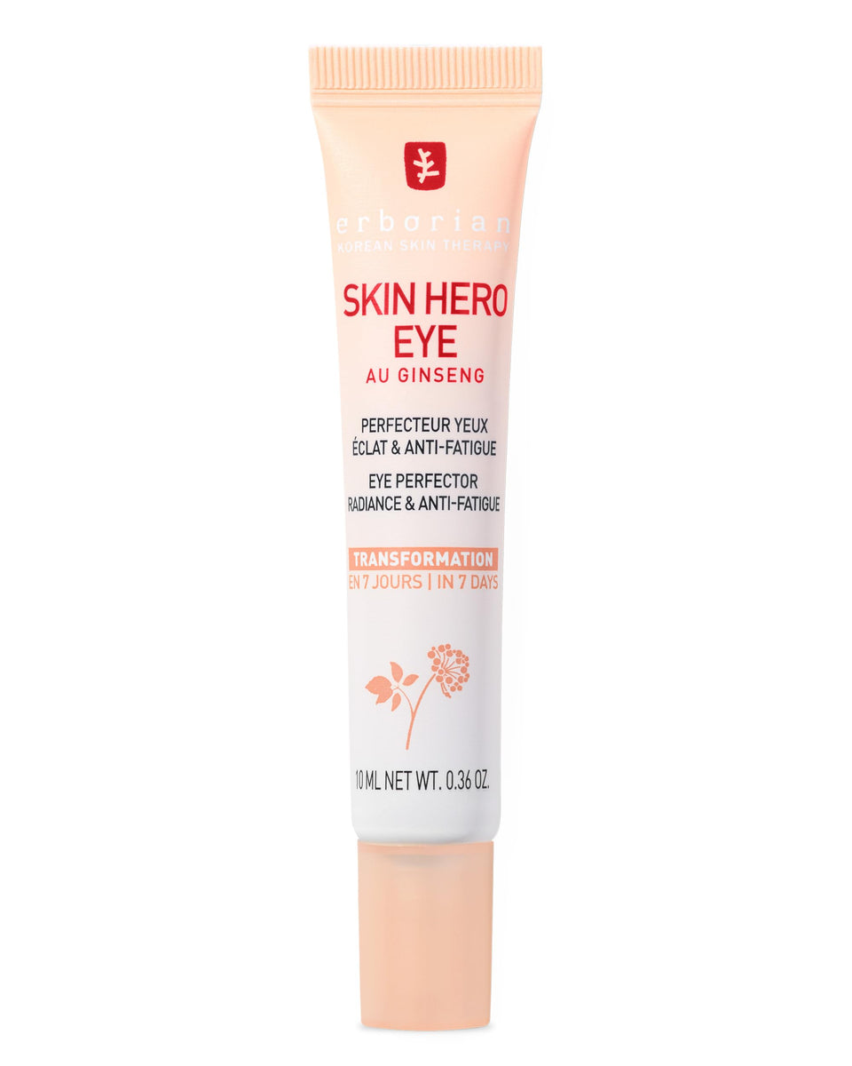 Erborian Skin Hero Eye front packaging showing compact 10 mL tube and branding benefit