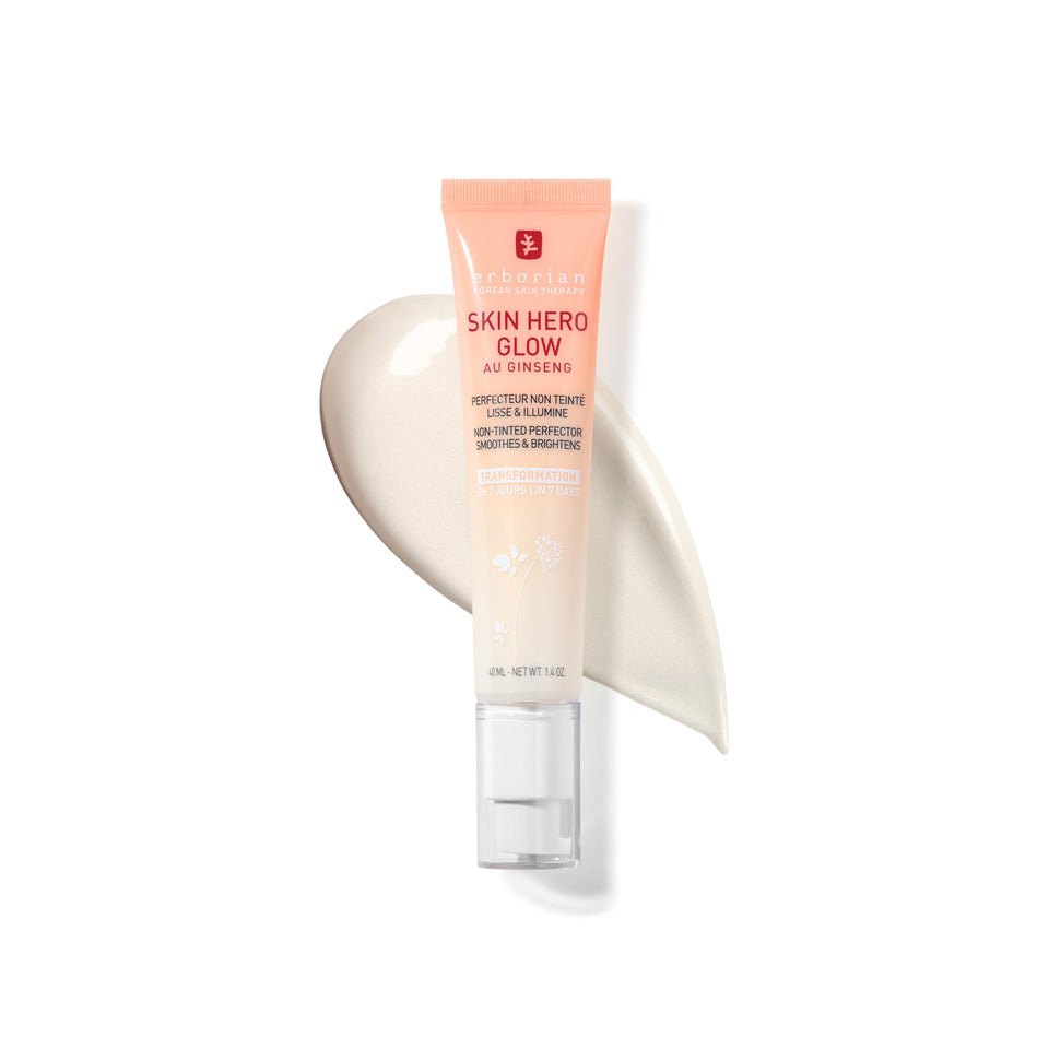 Erborian Skin Hero Glow front packaging showing elegant bottle and label