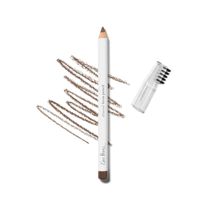 Ere Perez almond eyebrow pencil front packaging shows slim dual-ended design and benefits