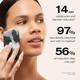 Erno Laszlo bar producing charcoal lather in hand to cleanse effectively