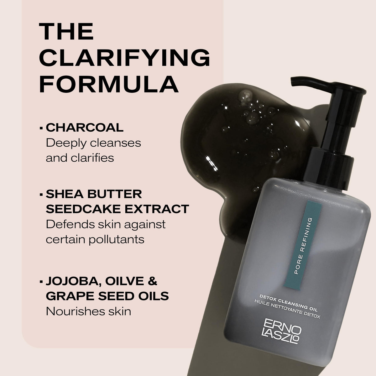 Erno Laszlo charcoal ingredient visual highlighting detox benefit