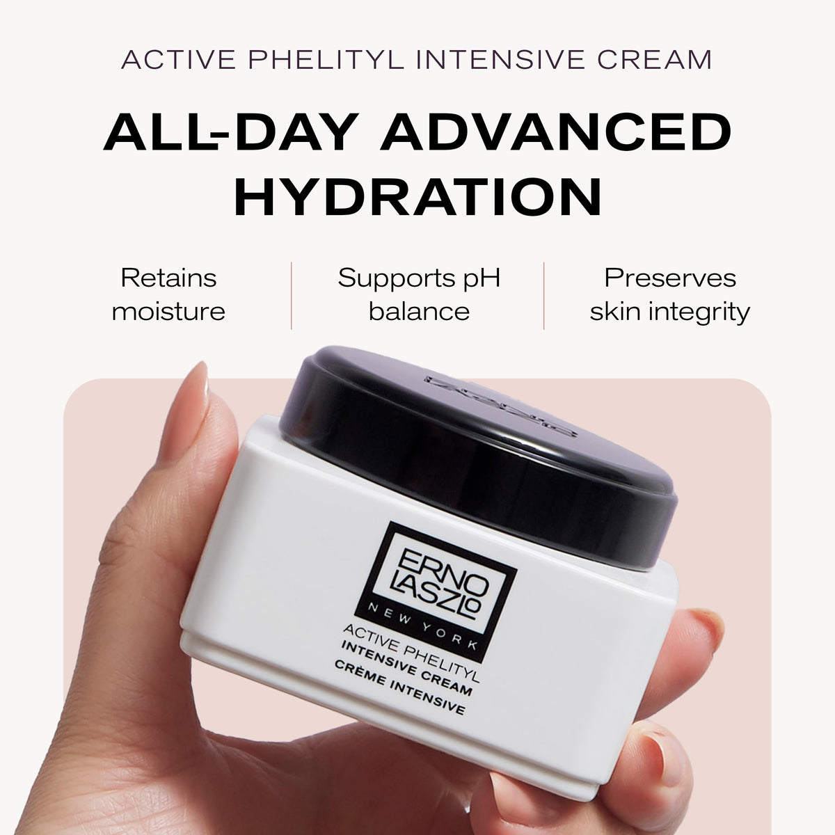Erno Laszlo open jar close-up of cream texture demonstrating rich, fast-absorbing hydration