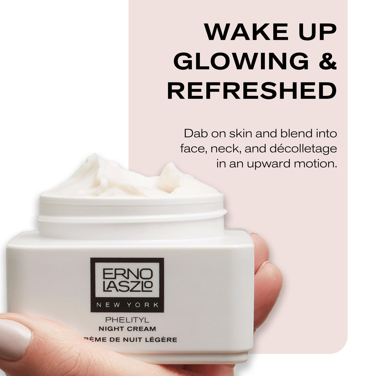 Erno Laszlo ingredients flatlay showcasing Phelityl Complex and emollients