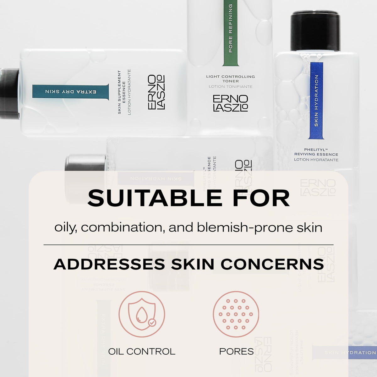 Cotton pad with toner showing Erno Laszlo oil-removing and prepping benefit