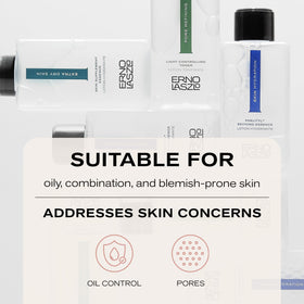 Cotton pad with toner showing Erno Laszlo oil-removing and prepping benefit