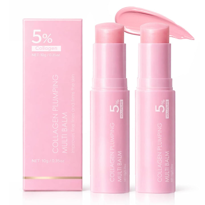 ERRECI front packaging showing two pink collagen balm sticks for travel-friendly hydration