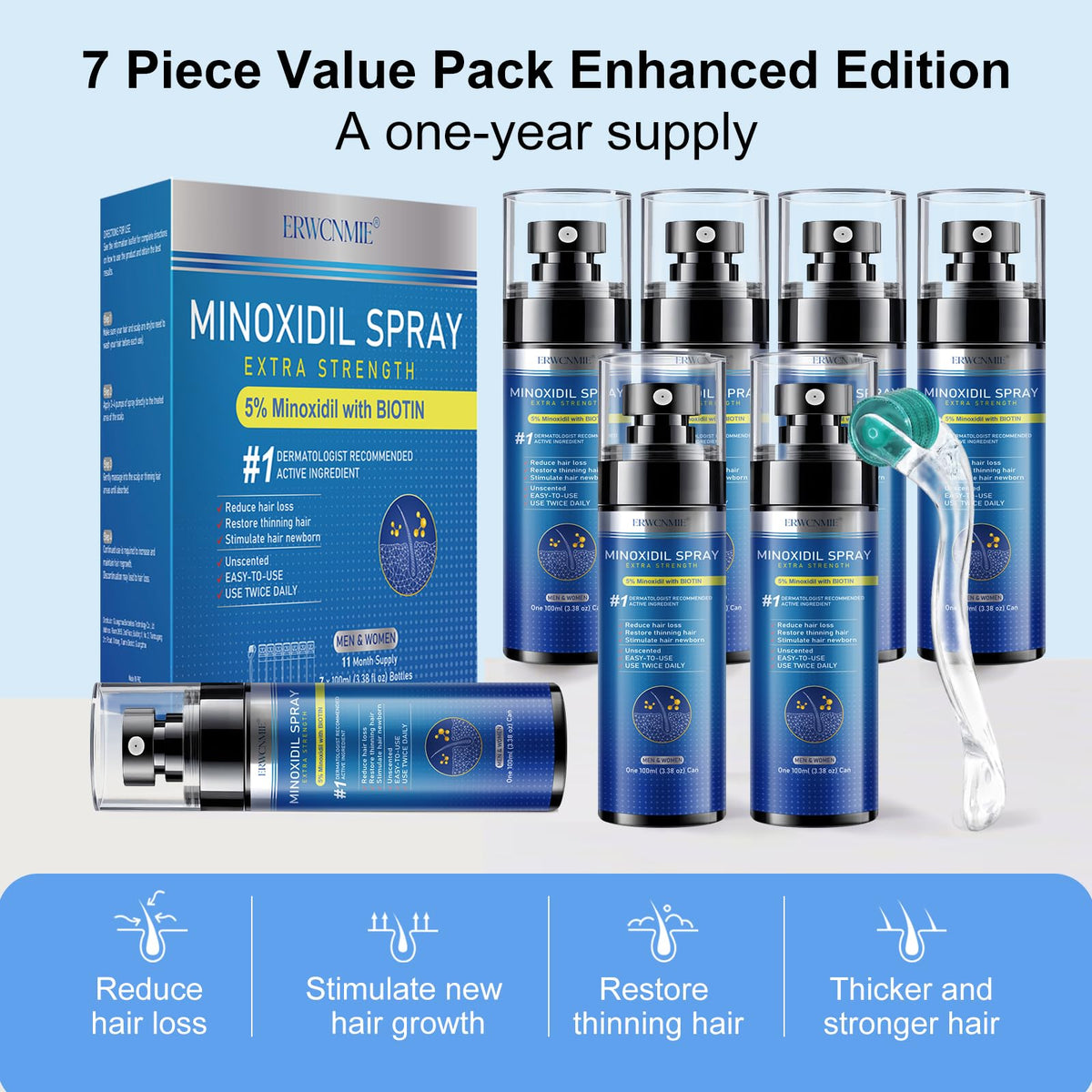 ERWCNMIE applying spray to beard, supports fuller beard appearance