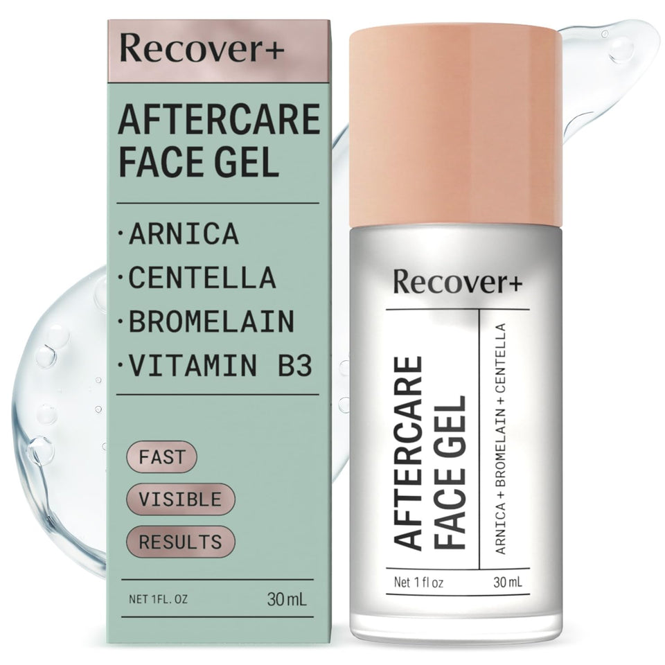Escentile front packaging showing Recover+ gel and calming aftercare benefit