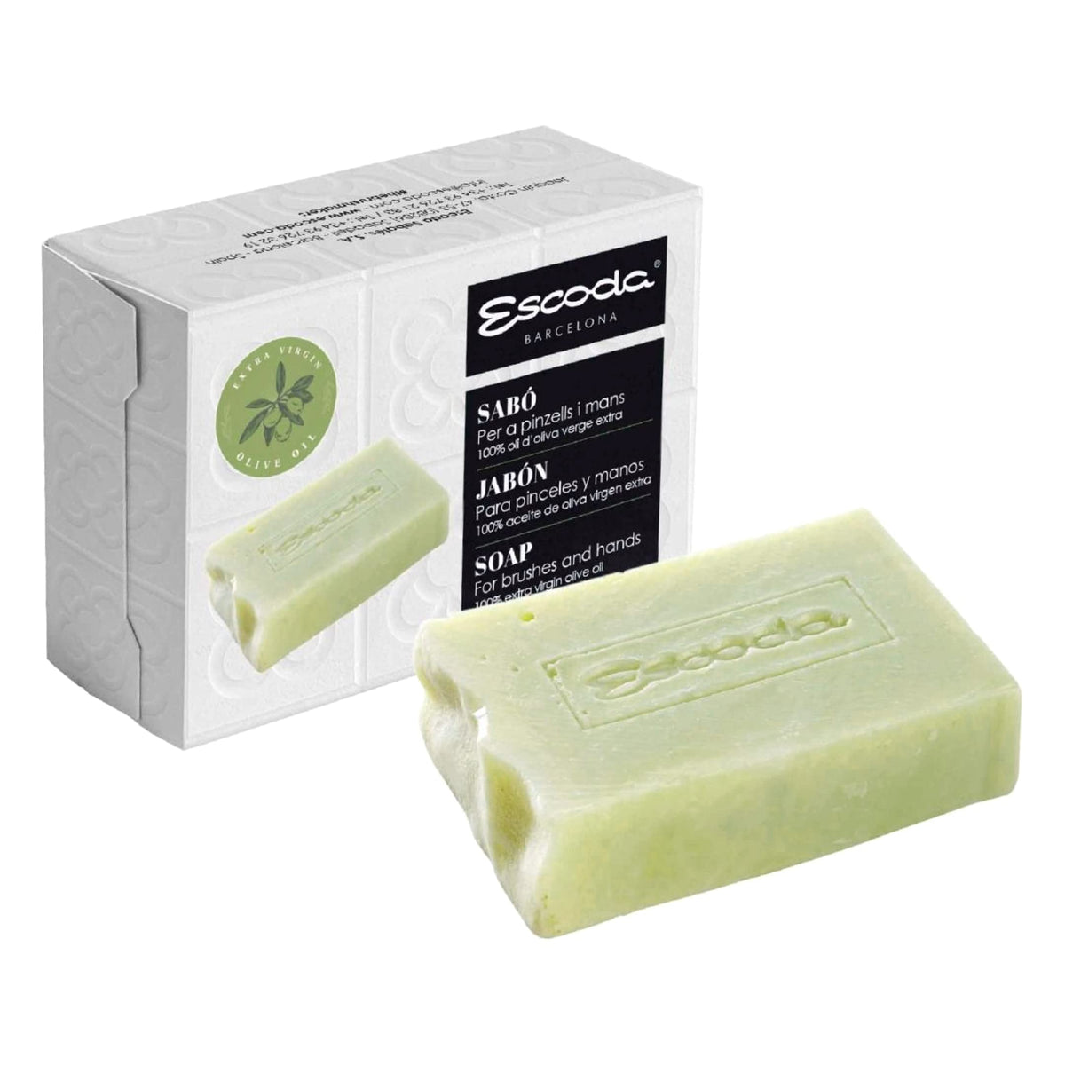 Escoda brush soap front packaging showing clean design and brand benefit