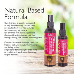 Esha mist on human hair illustrating added softness and shine