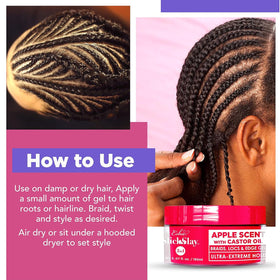 Esha Slick N Slay 17 oz jar beside a hand to illustrate true product scale