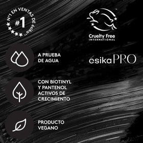 ESIKA Pro Mega mascara texture swipe showing gel formula and clump-free finish