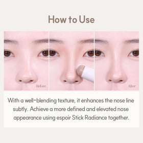 Espoir stick inside makeup bag showing portability and quick-touch benefit