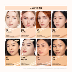Espoir porcelain shade swatch on arm showing true-to-tone color matching benefit