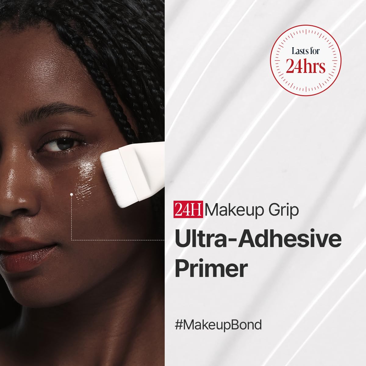 Espoir applying primer on face showing immediate smoothing benefit for makeup prep