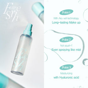 Espoir spray nozzle action emitting fine mist to evenly set makeup