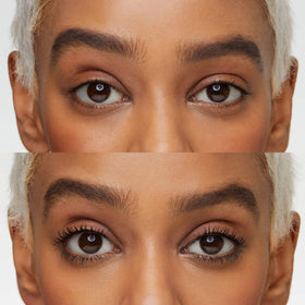 essence before and after lashes showing dramatic volume benefit
