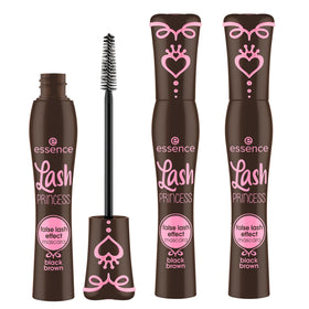 essence front packaging showing three brown mascara tubes and tidy branding