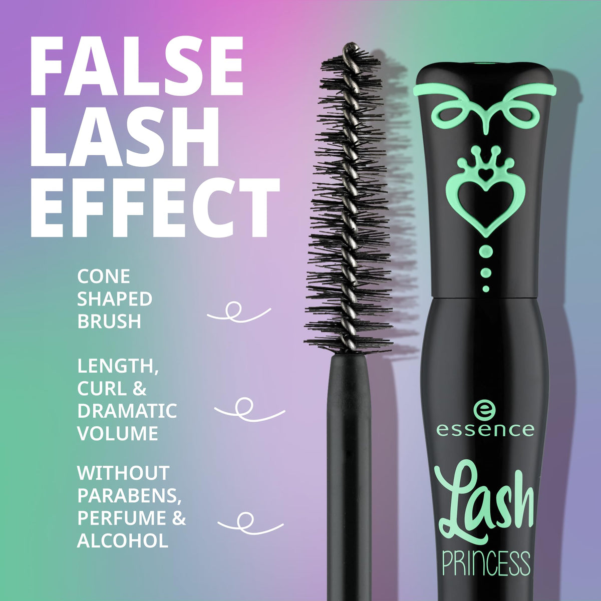 Essence Cosmetics curl & volume brush close-up showing curved brush to lift lashes