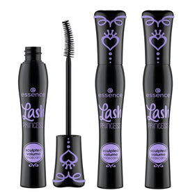 Essence Cosmetics front packaging showing three black mascara tubes for value