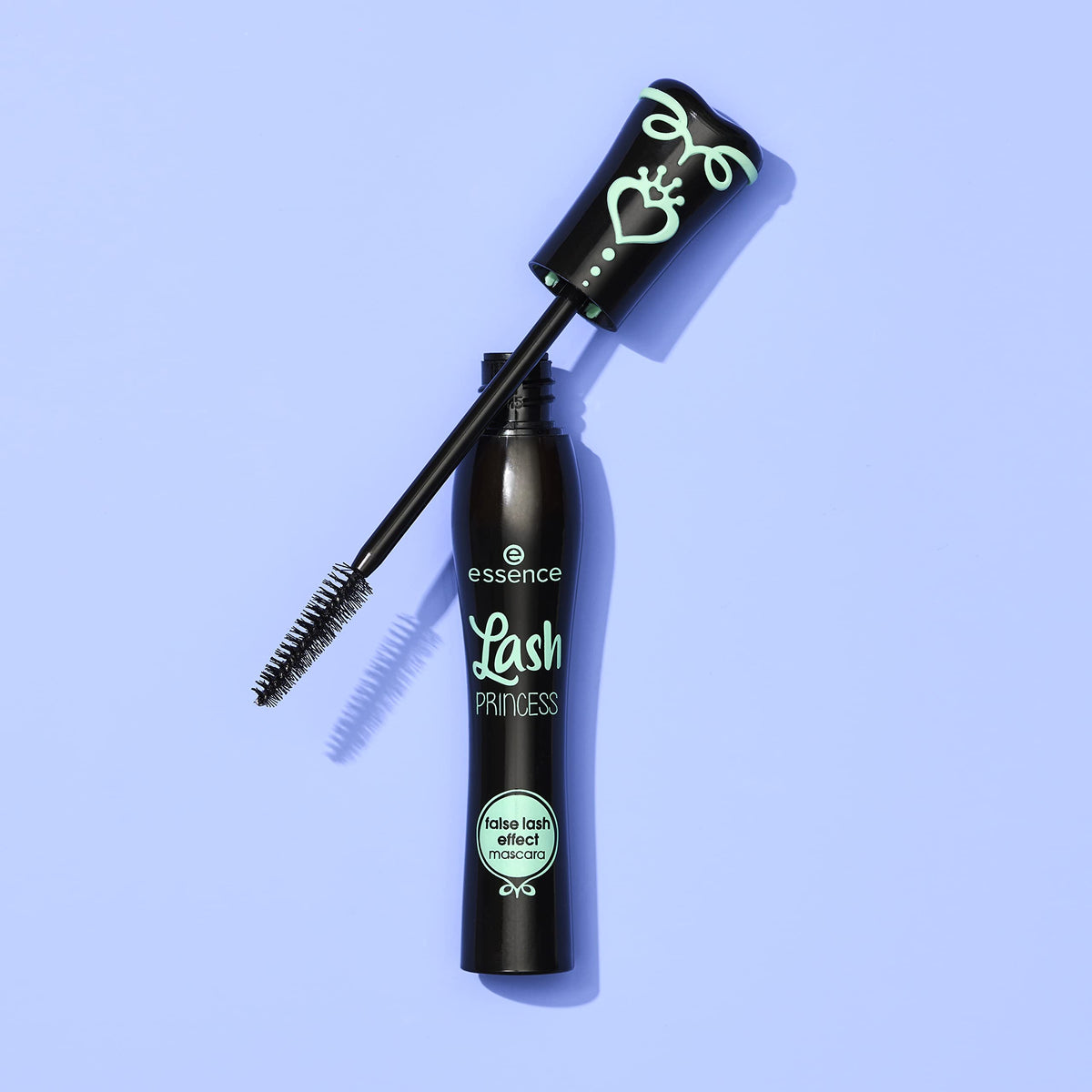 Essence Cosmetics mascara inside makeup bag conveying travel-ready convenience
