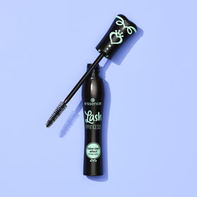 Essence Cosmetics mascara inside makeup bag conveying travel-ready convenience