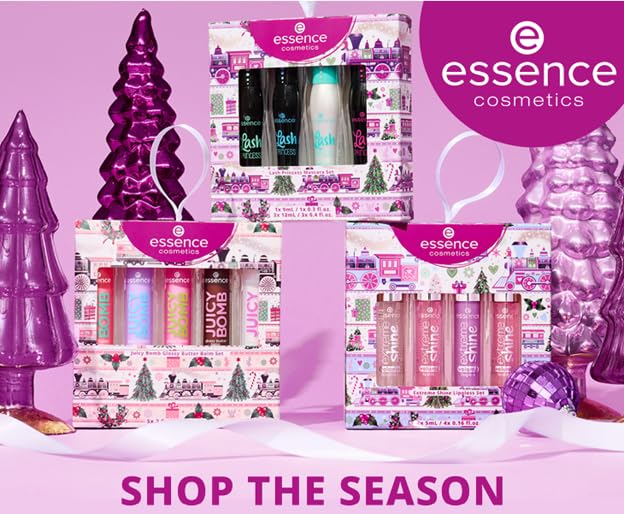 Essence Cosmetics set held in hand showing compact size and travel-friendly convenience