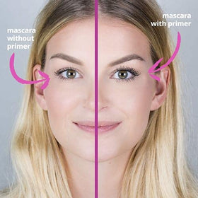 essence texture swatch of white primer on skin showing creamy, buildable finish