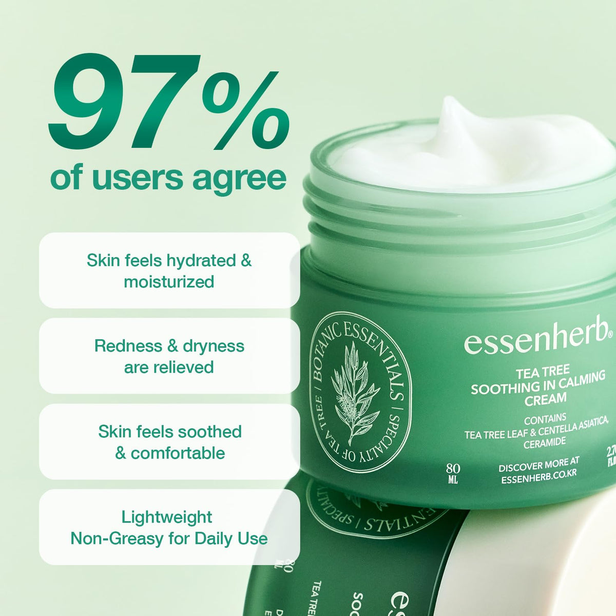 ESSENHERB jar on bathroom shelf in nighttime routine, soothing pre-sleep care