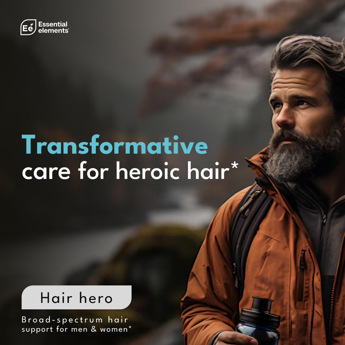 Essential Elements Hair Hero spread of key ingredients showing botanicals and vitamins clarity