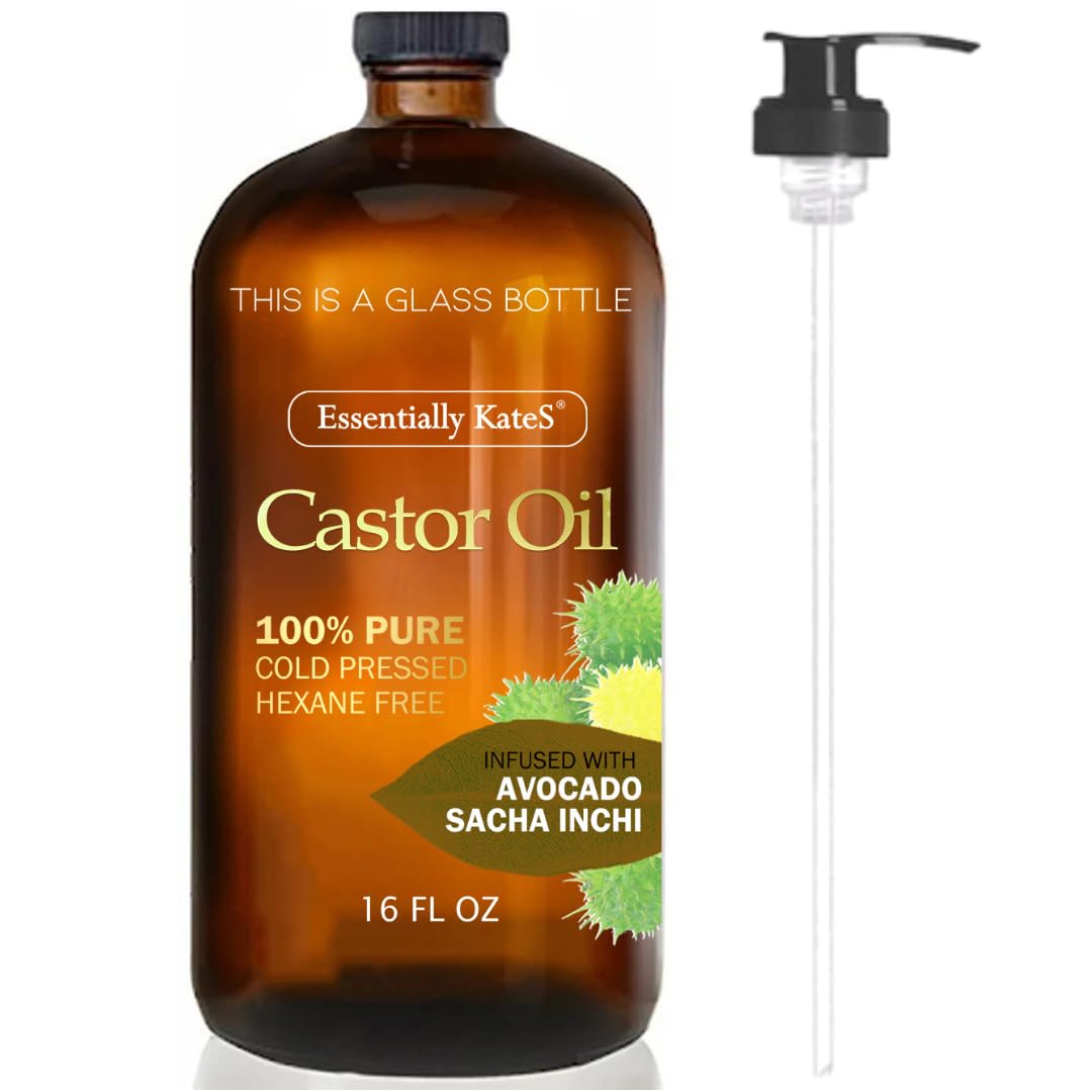 Essentially KateS glass bottle front with pump, shows large size and eco-friendly packaging
