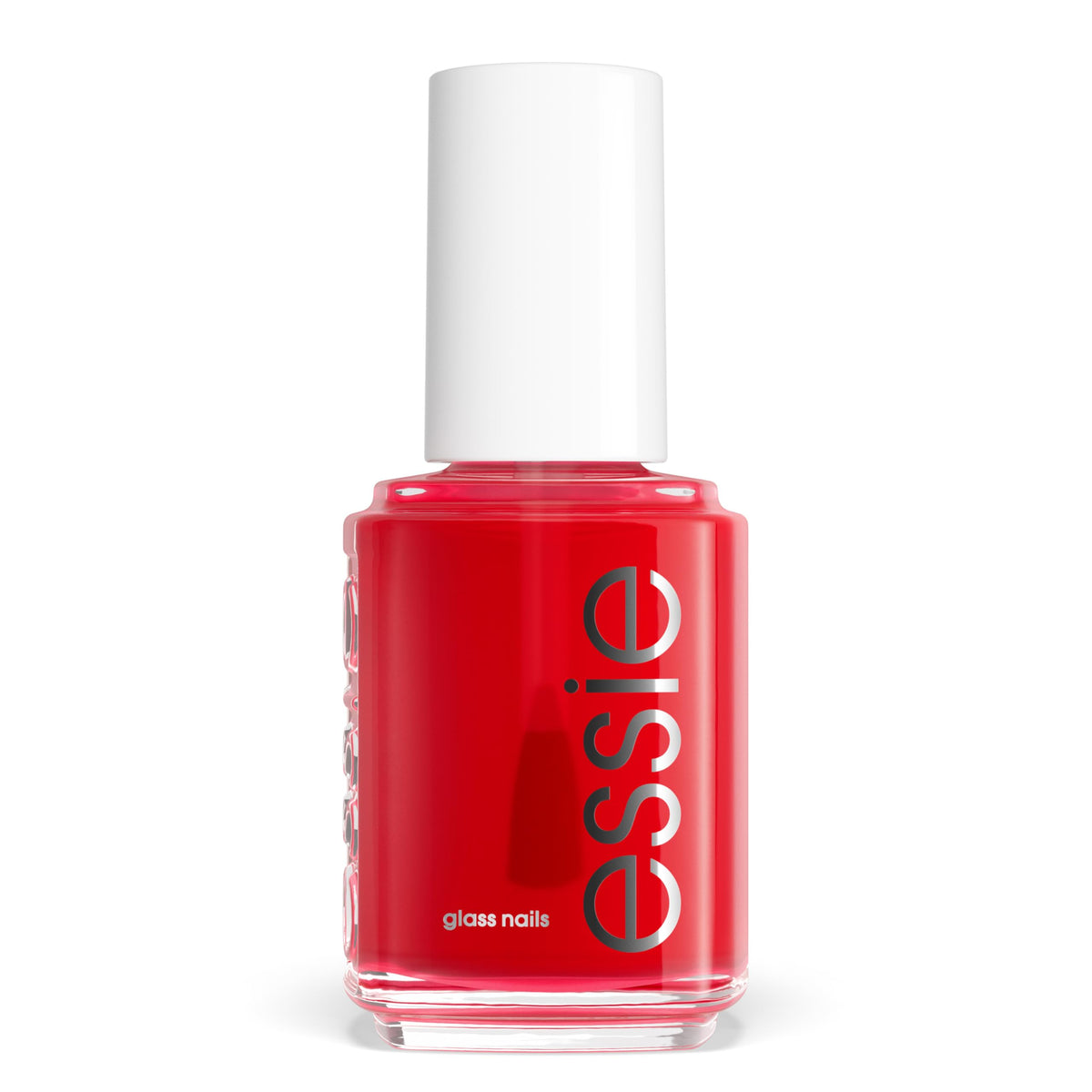 essie bottle front view showing glassy magenta shade and sleek packaging benefit: clear product identity