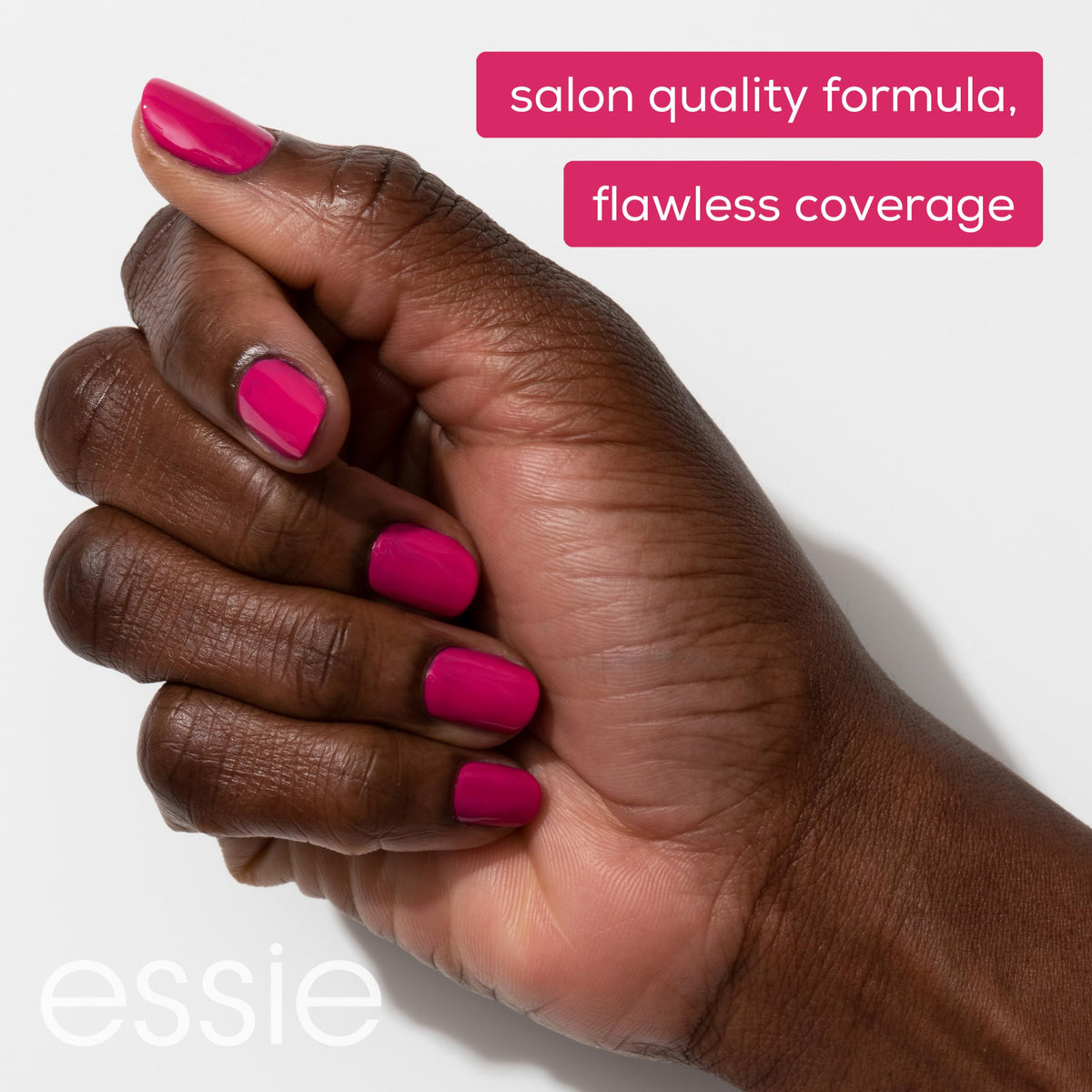 essie label detail highlighting vegan formula and product name