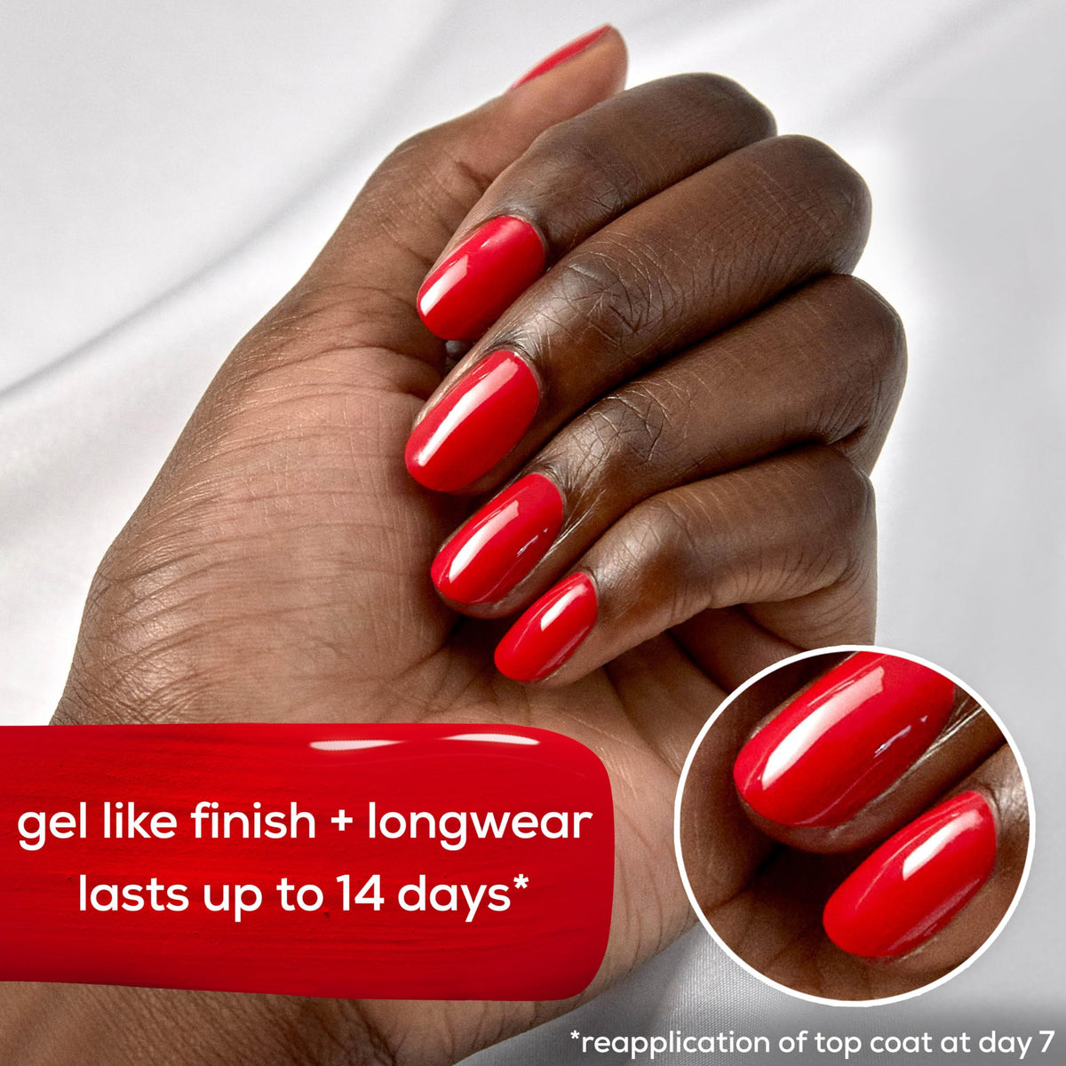 essie top coat applied on fingernails showing instant gel-like shine