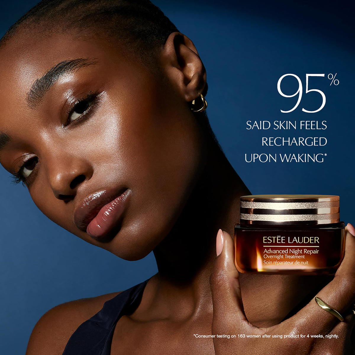 Estée Lauder close-up of formulation droplets highlighting hyaluronic hydration benefits