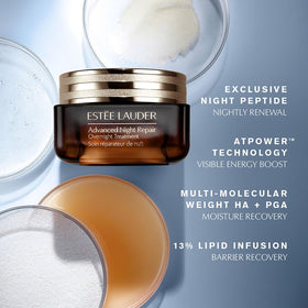 Estée Lauder jar next to a ruler to show 2.2 ounce size and travel convenience